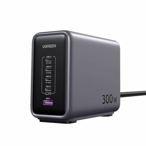 Ugreen Nexode 300W 5-Port Pd Gan Fast Charger, Black, 90903B