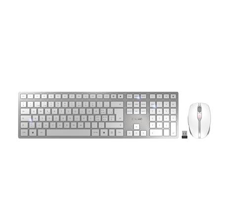 Cherry Dw 9100 Slim, Set Di Tastiera E Mouse Senza Fili, Layout Per La Svizzera (Qwertz), Connessione Bluetooth E Wireless 2,4 Ghz, Tasti Silenziosi,