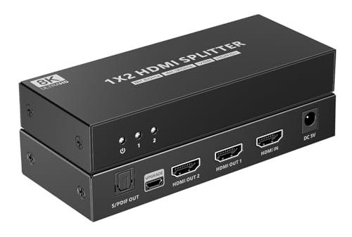 Techly 368512 Splitter Hdmi 8K Uhd 3D 60Hz 2 Vie Cec Spdif Ottico Nero