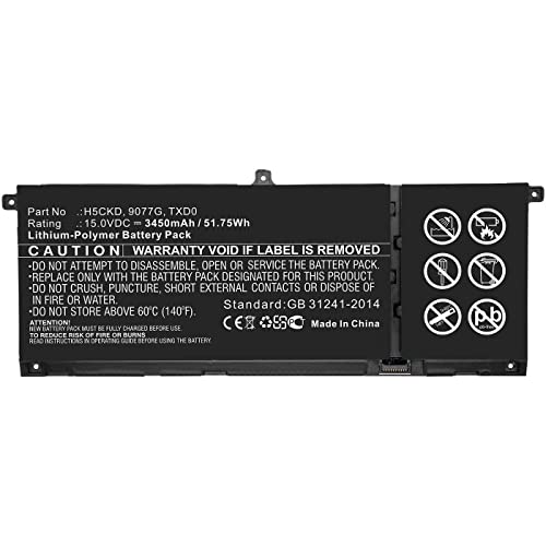 Coreparts Laptop Battery For Dell 51.75Wh Li-Polymer 15V, Den145Nb 9077G,H5Ckd,Txd0 (51.75Wh Li-Polymer 15V 3450Mah For Dell Inspiron 13 7306 2-In-1, 