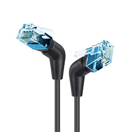 Techly Professional 621574 Cavo Di Rete Patch Slim Angolato 90° Rame Tpe Cat. 6A Nero U/Ftp 1,5 M Nero