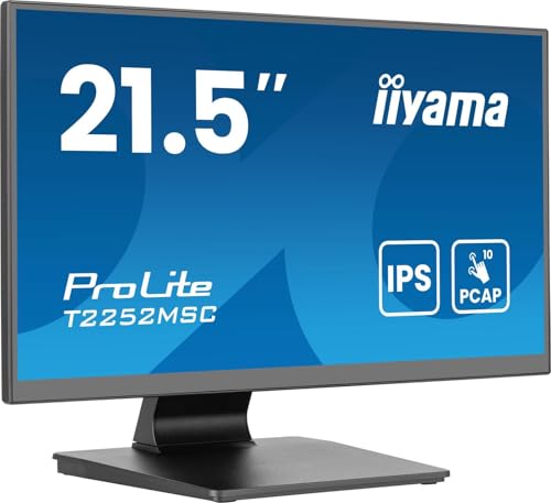 Iiyama Prolite T2252Msc-B2Ag - Schermo Led Ips 54,5 Cm 21,5" Full Hd A 10 Punti Multitouch Capacitivo Hdmi Dp Usb3.2 7H, Rivestimento Antiriflesso, Co