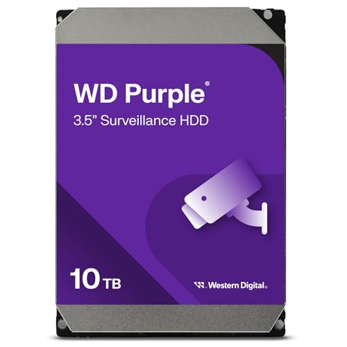 Wd Purple - Disco Rigido Interno Da 10 Tb (3,5 Pollici, 7200 Giri/Min, 360 Tb/Anno Carichi Di Lavoro, Sata 6 Gb/S, Per Funzionamento Continuo, Colore: