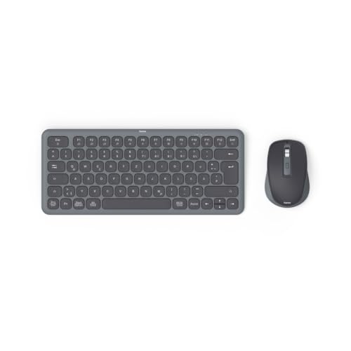 Hama Set Di Mouse Per Tastiera Wireless (Tastiera Multitasking E Mouse Con Bluetooth/Wireless Per Pc, Smartphone, Tablet, Piccolo, Con Batterie, Tasti