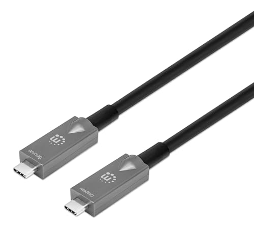 Manhattan 356442 Cavo Ottico Attivo Dati E Video Usb 3.2 Gen 2 Usb-C™ M/M Fibra Ottica 4K 7,5 M Nero