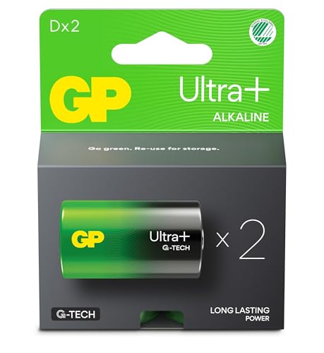 Pack De 2 Piles Gp Batteries Ultra Plus Alcaline D - Lr20 - G-Tech - Carton Fsc
