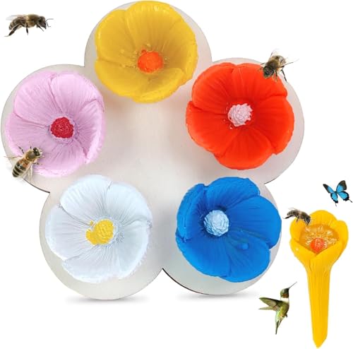 2 Pezzi Tazza Per Bere Insetti Api Set, Tazza Per Api Impollinatrici Assetate Da Giardino, Tazza Colorata Per Api Per La Raccolta Dell'Acqua (5 Colori