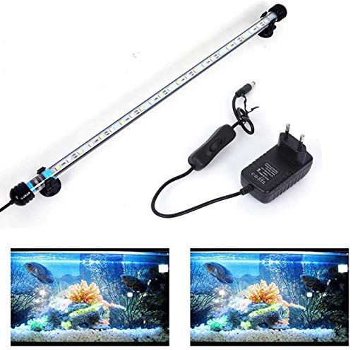Solarnovo Led Aquarium Illuminazione Subacquea Top Copertura Della Luce Impermeabile Lampada Per Fish Tank (1.8 * 48Cm, Bianco & Blu)