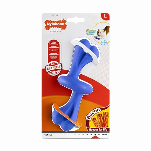 Nylabone, Effetto Masticatorio Estremamente Forte, Osso Interattivo Da Masticare, Gusto Pancetta, Grande - Per Cani Fino A 23 Kg (50 Libbre)