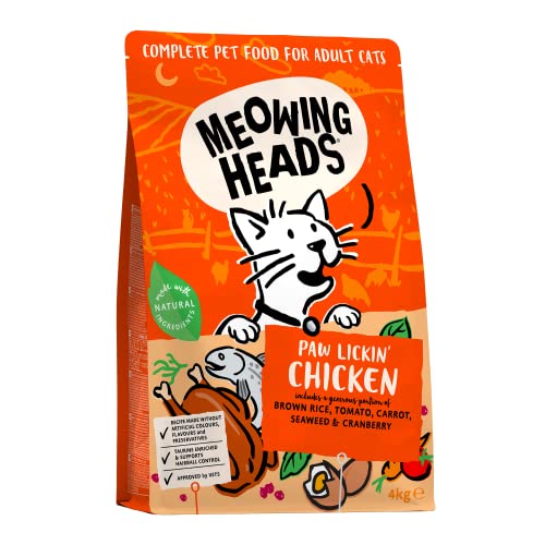 Meowing Heads Cibo Secco Per Gatti, Paw Lickin' Chickin, Pollo E Pesce 100% Naturali Senza Aromi Artificiali, Ottimo Per Una Sana Digestione, 4 Kg, La