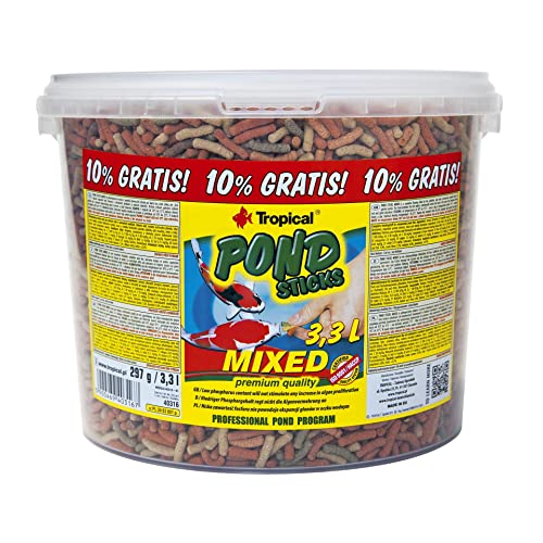 Pond Sticks Mixed 3,3L / 270G - Mangime Per Migliorare I Colori Delle Koi E Di Altri Pesci Da Laghetto, Favorisce La Colorazione Rossa E Dorata