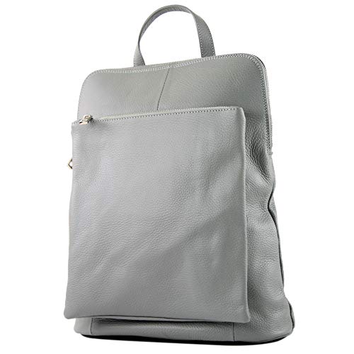 Modamoda De Zaino In Pelle Zaino 3In1 Zaino Citybag T141, Colore:Tele Grigio