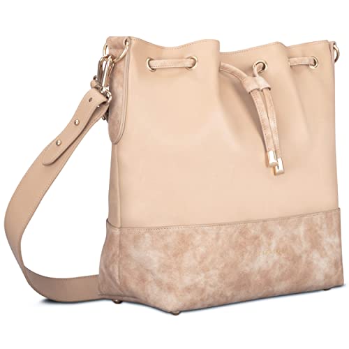 Expatrié Borsa Donna Sabbia - Sarah Medium - Borsa Tracolla Realizzata In Pelle Sintetica - Ideale Per Il Tempo Libero E Il Lavoro - Elegante E Stylis