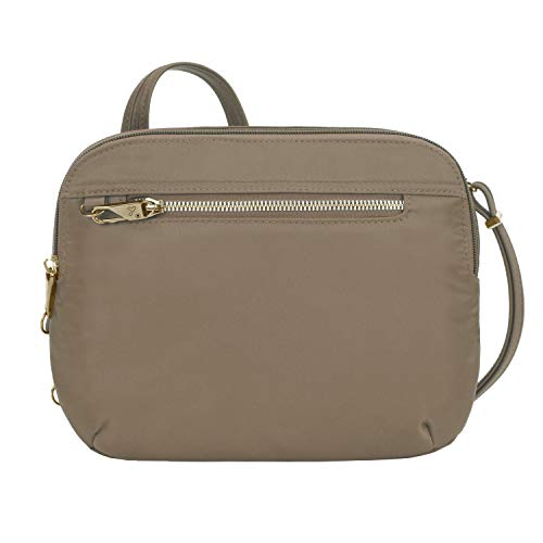 Travelon Anti-Theft Tailored E/W Organizer, Borsetta Da Viaggio Donna, Sable, 9.5 X 7.5 X 2.5