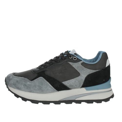 Blauer Sneakers Comoda In Pelle E Suede Grigio