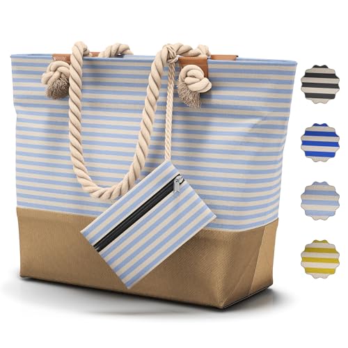 Furora Holiday Borsa Mare Grande Xl, Donna + Uomo: Con Cerniera E 2 Tasche Interne (Per Costumi Da Bagno Bagnati E Oggetti Di Valore) Maniglia Comoda,