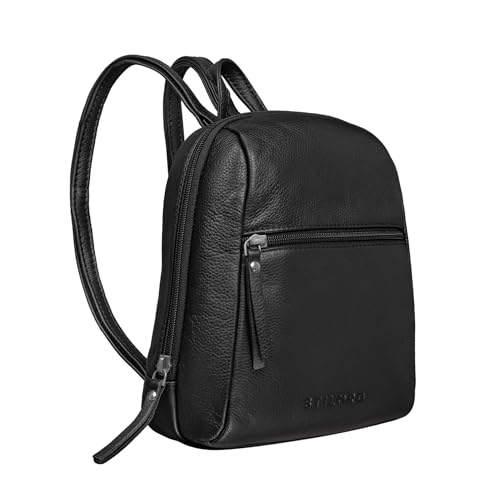 Stilord 'Lia' Mini Zaino Donna Pelle Vintage Zainetto Piccolo Backpack Pratico Elegante Daypack Da Viaggio In Cuoio Autentico, Colore:Nero