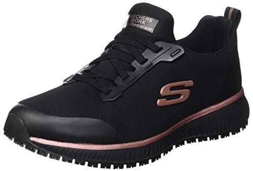 Skechers Squad Sr, Scarpe Da Ginnastica Donna, Black Flat Knit Rose Gold Trim, 41 Eu