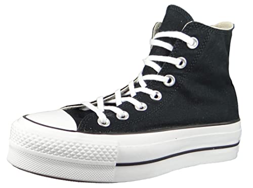 Converse Chucks Plateau Nero 560845C Chuck Taylor All Star Lift - Hi Nero Bianco Bianco, Taglia:36