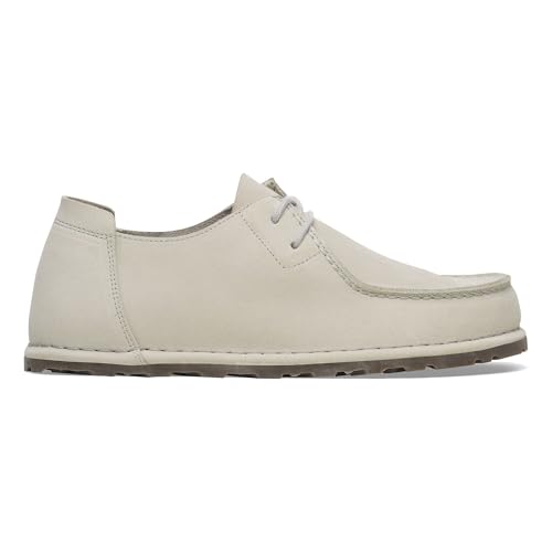 Birkenstock Scarpe Utti Lace N Suede Leather Uomo Antique White Bianco