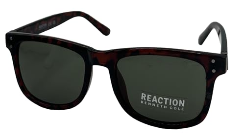 Kenneth Cole Reaction Kc1376 - Occhiali Da Sole Da Uomo, Rettangolari, In Plastica, Colore Scuro, Misura M, Dark Havana, M