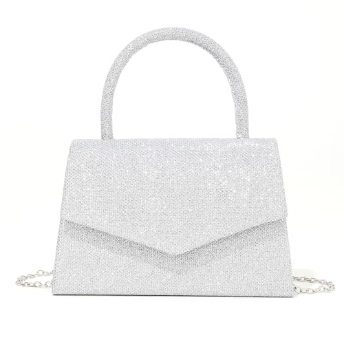 Kbrpey Pochette Clutch Donna Elegante Glitter Clutch Cerimonia Borsa Catena Rimovibile Per Tracolla Borsa Da Festa Pochette Luccicanti Per Matrimonio