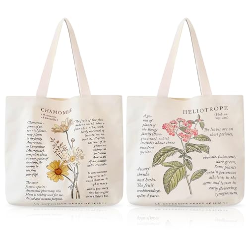 Nizirioo 2 Pezzi Borsa Tela Donna, Borsa Shopper, Tote Bag Tela Shopper Borsa Riutilizzabile Borsa Di Tela Aesthetic Borsa In Tessuto Stampato Con Cer