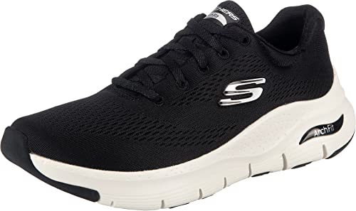 Skechers Arch Fit Big Appeal, Scarpe Da Ginnastica Donna, Nero Black Mesh White Trim, 38 Eu