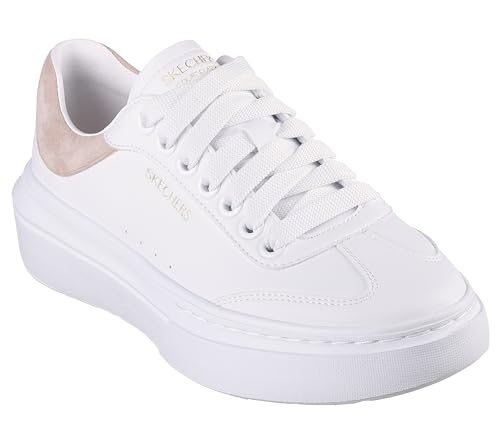 Skechers, Cordova Classic Miglior Comportamento Donna, Bianco Duraleather Finiture Rosa, 38 Eu