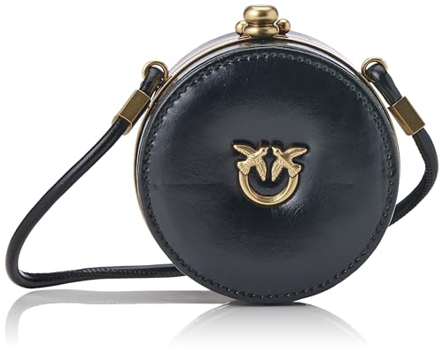Pinko, Mini Clutch Vitello Shiny Vint Donna, Z99Q_Nero-Antique Gold, One Size