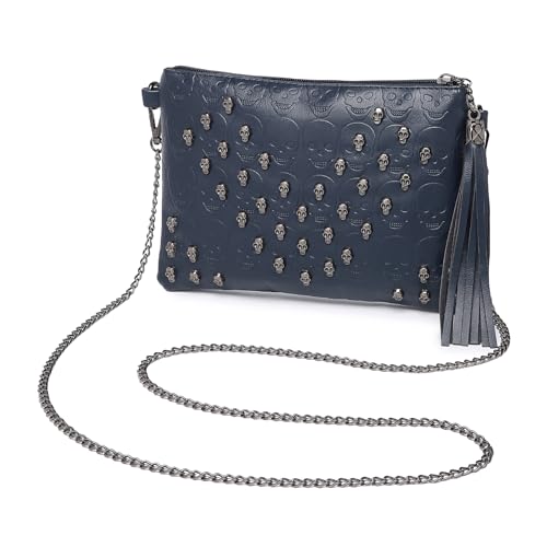 Miss Lulu Borsa Donna In Pelle Pu Con Teschio Gotico, Borsa Tracolla Donna, Pochette Donna Elegante- Adatto Per Feste, Uscite Quotidiane