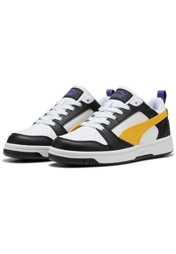 Puma Rebound V6 Lo Jr, Scarpe Da Ginnastica, Black-Yellow Sizzle White, 38 Eu