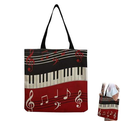 Pimxl Borsa Di Tela - Tote Bag Donna Resistente, Borsa Shopper Donna Tote Bag, Design Musicale E Multifunzionale, Borsa In Tela Per Note Musicali,Bors