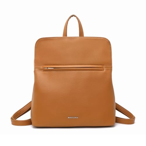 Miss Lulu Zaino Da Donna Alla Moda Impermeabile Multitasche Zaino Casual Borsa A Tracolla Per Donne E Ragazze (Marrone)