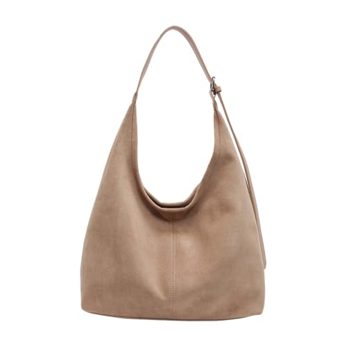 Qkepcy Borsa Donna Suede Bag Retro Suede Shoulder Bag Stylish Casual Commuter Tote Bag Adatto Per Lo Shopping Di Lavoro