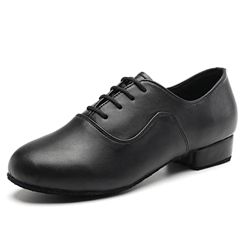 Swdzm Scarpe Da Ballo Latino Americano Uomo Per Salsa Tango Jazz Performance Partito Scarpe Tacco Basso,704,Nero,42 Eu