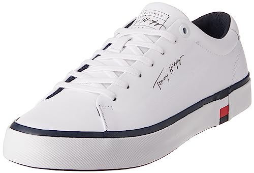 Tommy Hilfiger Modern Vulc Corporate Leather Fm0Fm04922, Uomo, Bianco (White), 43 Eu