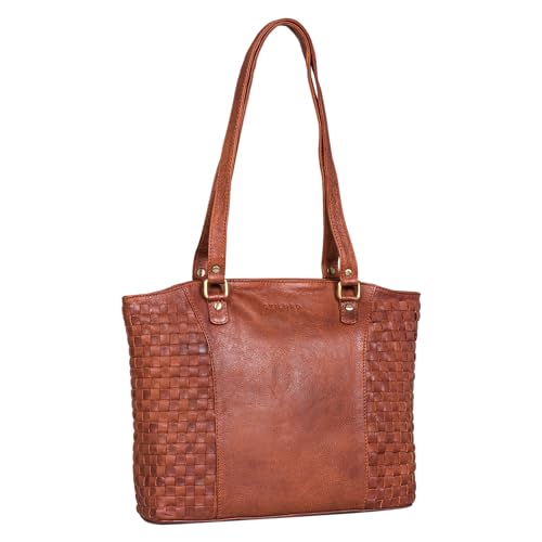 Stilord 'Cora' Borsetta Grande Vintage Da Donna Borsa Da Lavoro In Pelle Vintage Intrecciata Donne Tote Bag Shopper Per Ufficio Università, Colore:Arr