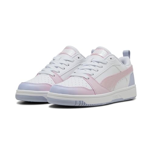 Puma Rebound V6 Lo Blurry Dreams Jr, Scarpe Da Ginnastica, White-Rose Mauve-Cool Weather, 38.5 Eu