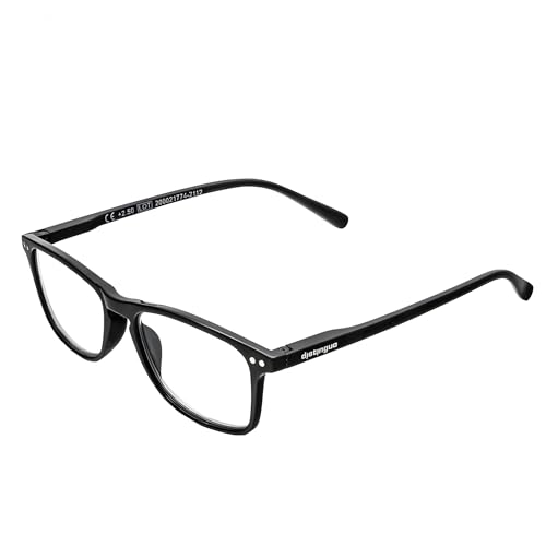 Distinguo Occhiali Da Lettura Unisex Eyewear 813 - Diverse Gradazioni E Colori - Con Custodia Rigida, Panno Per Pulizia, Laccetto Per Occhiale (Nero,