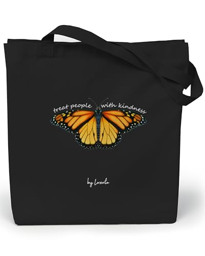 Loxato Borsa Di Tela Nera - Borsa Shopper Cotone 220G/M2 35X42Cm - Tote Bag Aesthetic - Borsa Tela Donna Nero - Borse Shopper Tela - Extra Largo 8Cm