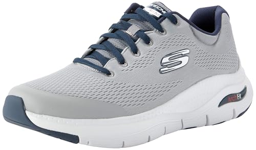 Skechers Arch Fit, Scarpe Da Ginnastica Uomo, Gray Textile Synthetic Navy Trim, 43 Eu