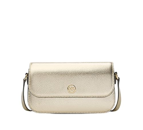 Michael Kors Borsa A Tracolla Jet Set Travel Small In Pelle Metallizzata Oro Pallido, Oro Chiaro, Small