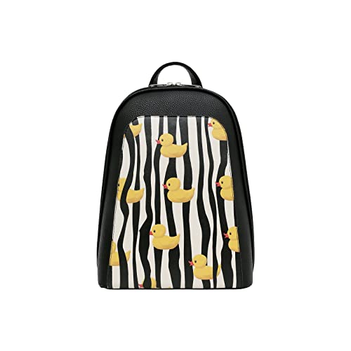 Dogo Femme Cuir Vegan Noir Fait Main Et Mode Sac À Dos - Ducky Motif