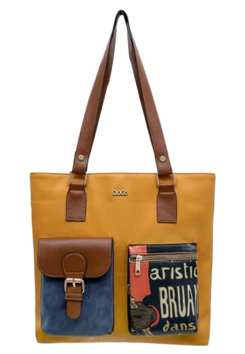 Dogo Femme Cuir Vegan Noir Sac D'Épaule - Ambassadeurs Motif