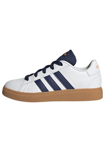 Adidas Grand Court Lifestyle Tennis Lace-Up Shoes, Scarpe Unisex - Bambini E Ragazzi, Ftwr White Dark Blue Gum10, 36 Eu