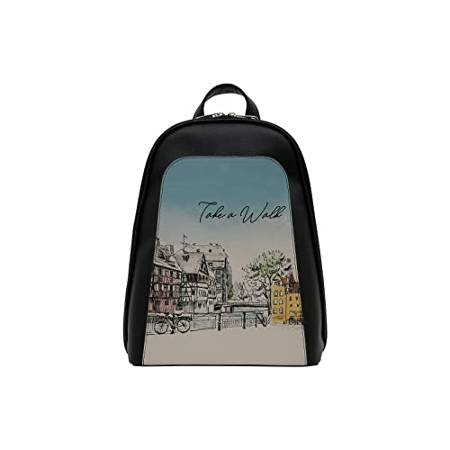 Dogo Femme Cuir Vegan Noir Fait Main Et Mode Sac À Dos - Take A Walk Motif