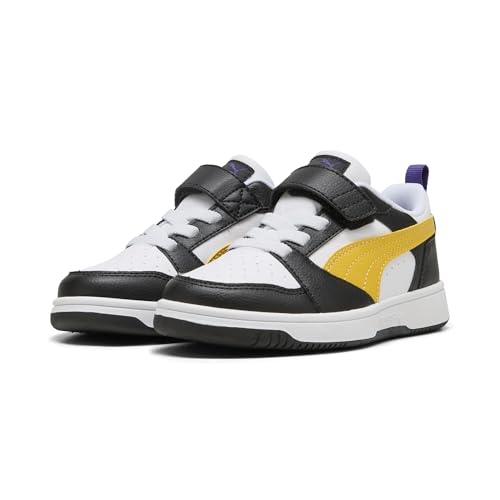 Puma Rebound V6 Lo Ac+ Ps, Scarpe Da Ginnastica, Black-Yellow Sizzle White, 31 Eu