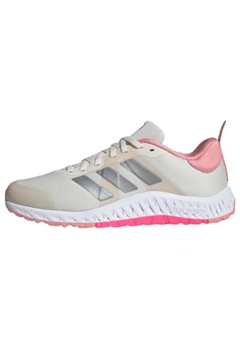 Adidas Everyset Trainer Shoes, Scarpe Da Ginnastica E Da Allenamento Donna, Chalk White/Iron Metallic/Lucid Pink, 45 1/3 Eu
