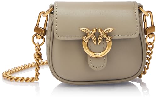 Pinko Airpod Holder Vitello Seta, Accessori Da Viaggio- Borsellino Da Portare Al Collo Donna, I68Q_Noce-Antique Gold, 10